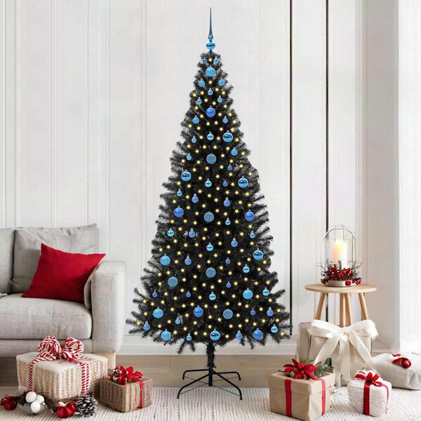 vidaXL &Aacute;rbol de Navidad con 300 LED con soporte Negro 210 cm PVC