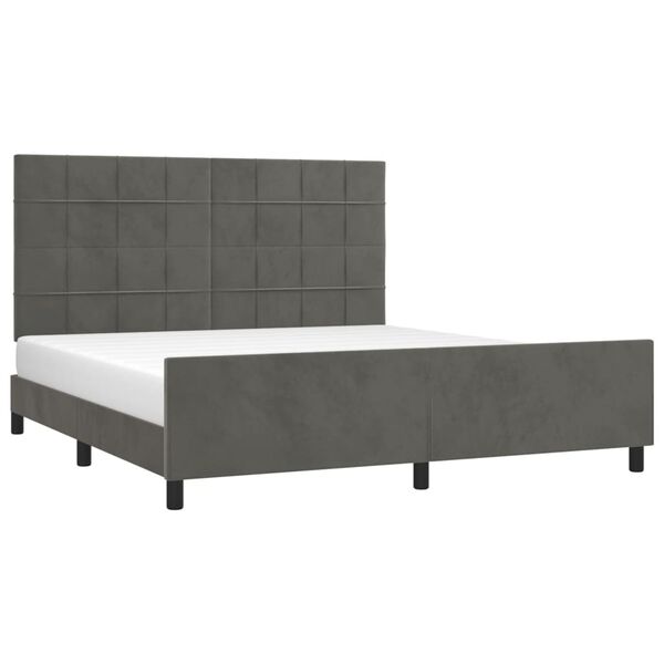 vidaXL Estructura de cama sin colch&oacute;n terciopelo gris oscuro 160x200cm