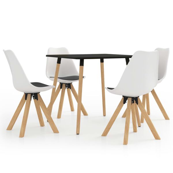 vidaXL Juego de comedor 5 piezas blanco y negro