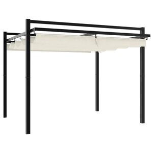 vidaXL Cenador de jard&iacute;n con techo retr&aacute;ctil aluminio crema 3x3 m