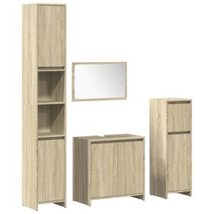 vidaXL Juego de muebles de ba&ntilde;o 4 pzas contrachapada roble Sonoma