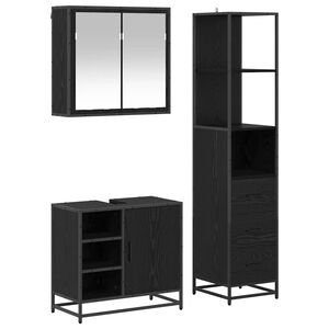 vidaXL Juego de muebles de ba&ntilde;o 3 uds. Roble Negro 65 x 33 x 60 cm
