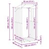vidaXL Leñero con protector de lluvia 100x80x200 cm acero galvanizado