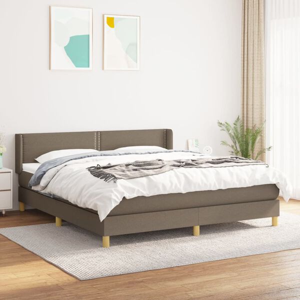 vidaXL Cama box spring con colch&oacute;n tela gris taupe 180x200 cm