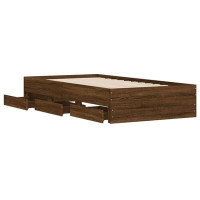 vidaXL Cama con cajones madera de ingeniería marrón roble 75x190 cm