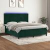 vidaXL Cama box spring colch&oacute;n y LED terciopelo verde oscuro 180x200cm