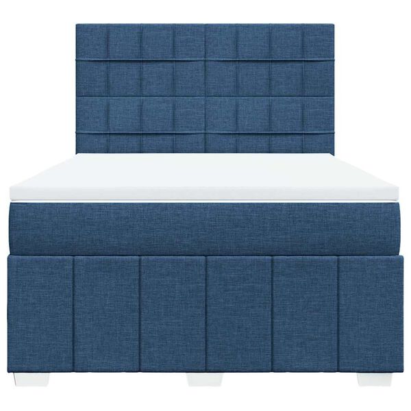 vidaXL Cama box spring con colch&oacute;n tela azul 140x190 cm