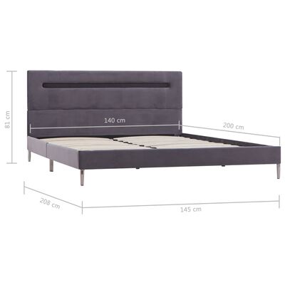 vidaXL Estructura de cama con LED tela gris 140x200 cm
