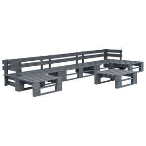 vidaXL Set de muebles de palets para jard&iacute;n 6 piezas madera gris
