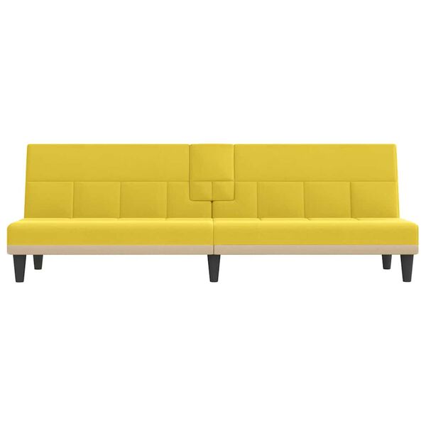 vidaXL Sof&aacute; cama con portavasos tela amarillo claro