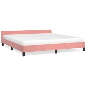 vidaXL Cama con cabecero sin colch&oacute;n terciopelo rosa 160x200 cm