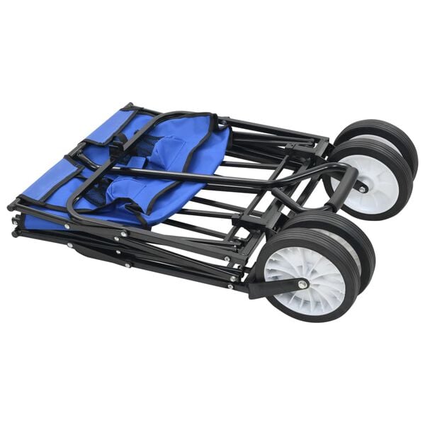 vidaXL Carrito de mano plegable de acero color azul