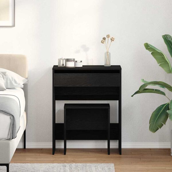 vidaXL Mesa de Tocador con caj&oacute;n Roble negro 60 x 40 x 75 cm