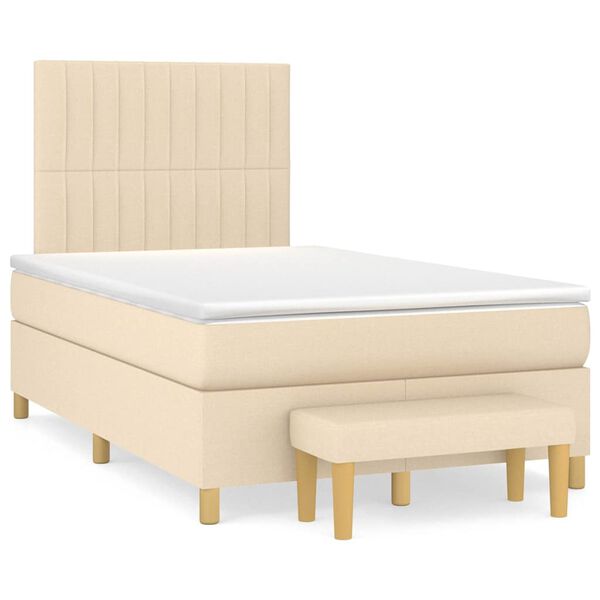 vidaXL Cama box spring con colch&oacute;n tela color crema 120x190 cm