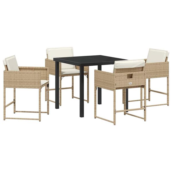 vidaXL Conjunto de Comedor de Jard&iacute;n 5 pcs Beige rat&aacute;n sint&eacute;tico