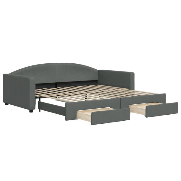 vidaXL Sofá cama nido con cajones tela gris oscuro 100x200 cm