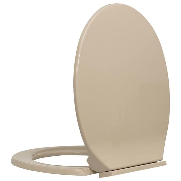 vidaXL Tapa y asiento de v&aacute;ter con cierre suave ovalada beige