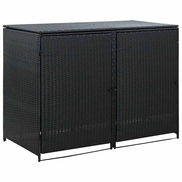 vidaXL Cobertizo doble contenedor basura ratán negro 148x80x111cm