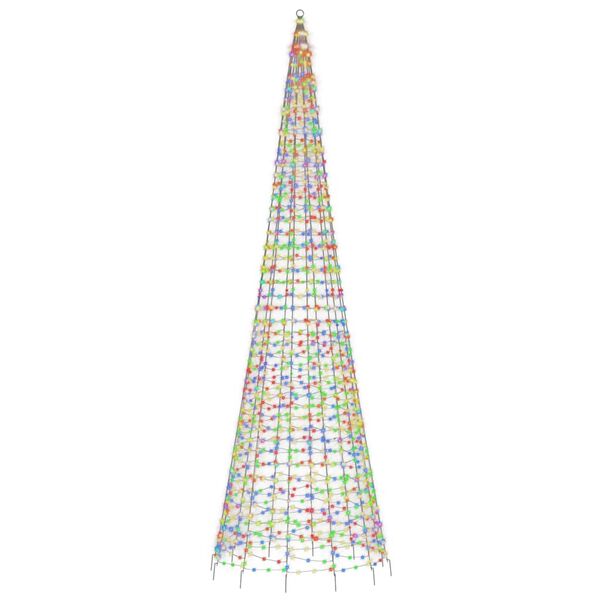 vidaXL Árbol de Navidad en asta de bandera 1534 LED colores 500 cm