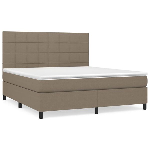 vidaXL Cama box spring con colch&oacute;n tela gris taupe 160x200 cm