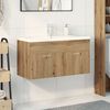 vidaXL Mueble para lavabo con lavabo empotrado artesanal de roble