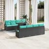 vidaXL Conjunto de sof&aacute; de jard&iacute;n 7 pcs Negro y azul rat&aacute;n sint&eacute;tico