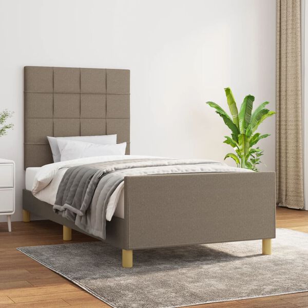 vidaXL Estructura de cama sin colch&oacute;n tela gris taupe 80x200 cm