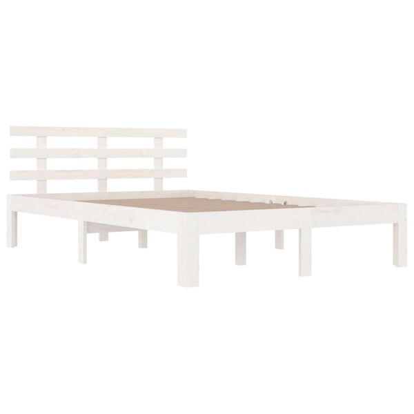 vidaXL Estructura de cama sin colch&oacute;n madera maciza blanco 140x200 cm