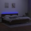 vidaXL Cama box spring colch&oacute;n luces LED tela marr&oacute;n oscuro 200x200 cm