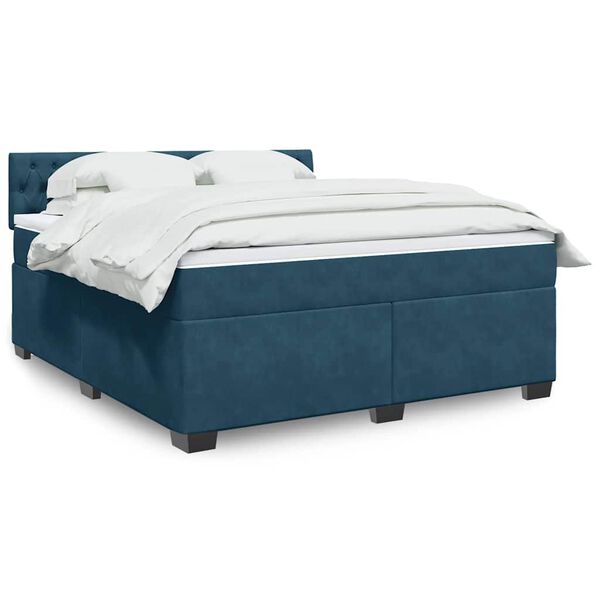 vidaXL Cama box spring con colch&oacute;n terciopelo azul 180x200 cm