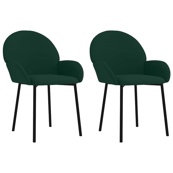 vidaXL Sillas de comedor 2 unidades terciopelo verde oscuro