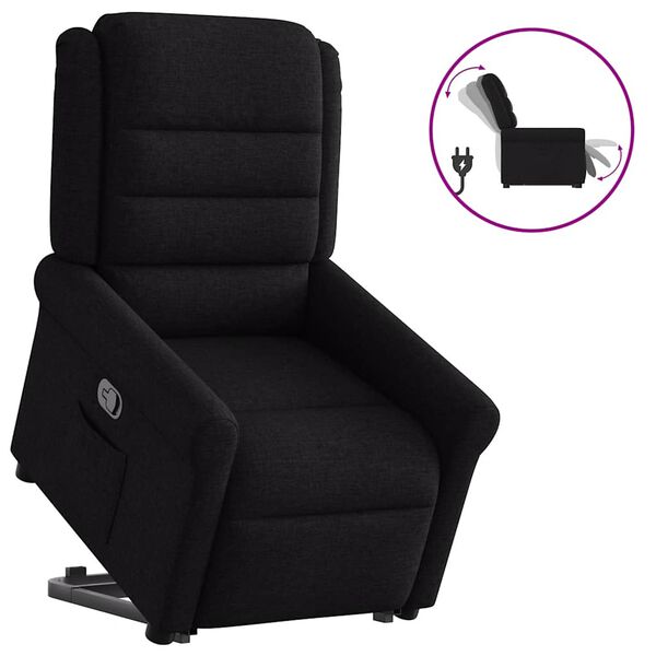 vidaXL Sill&oacute;n reclinable elevable tela negro