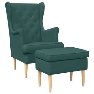 vidaXL Sill&oacute;n con Pouf 2 uds. Verde oscuro Tela