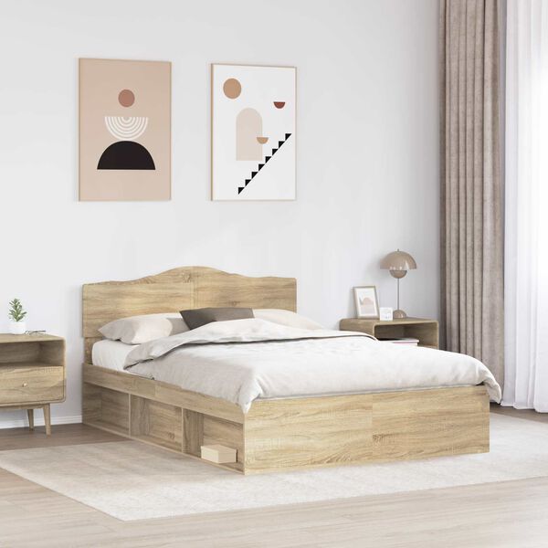 vidaXL Estructura de cama con cabecera Roble Sonoma 150 x 200 cm