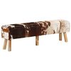 vidaXL Banco de cuero de cabra aut&eacute;ntico marr&oacute;n y blanco 160x28x50 cm