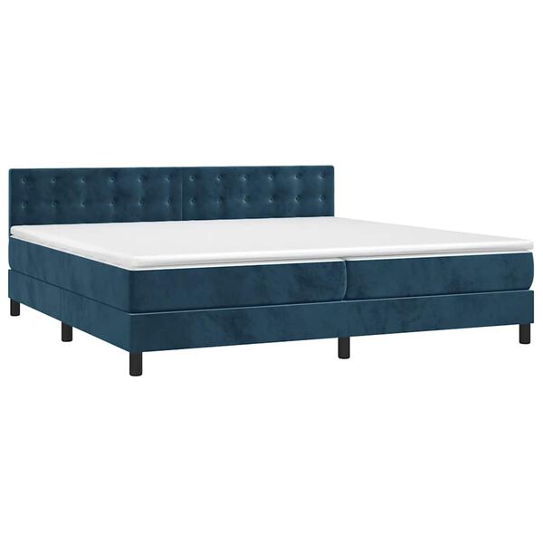 vidaXL Cama box spring con colch&oacute;n terciopelo azul oscuro 200x200 cm