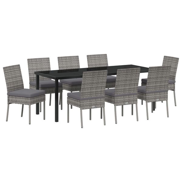 vidaXL Conjunto de Comedor de Jard&iacute;n 9 pcs Gris