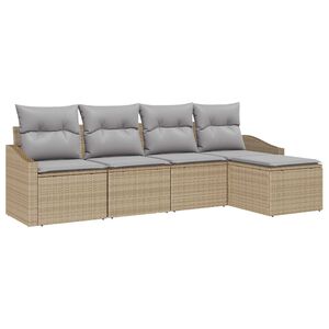 vidaXL Juego de Sof&aacute; 5 pcs Beige y Gris Claro rat&aacute;n sint&eacute;tico