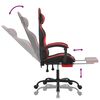 vidaXL Silla gaming giratoria y reposapi&eacute;s cuero sint&eacute;tico negro rojo