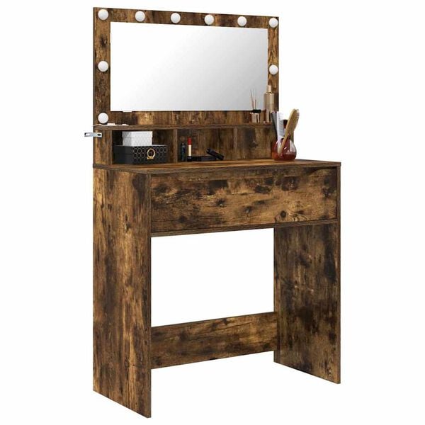 vidaXL Mesas de tocador de dormitorio Roble ahumado 80 x 39,6 x 135 cm