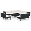 vidaXL Set muebles de jard&iacute;n 12 pzas y cojines rat&aacute;n sint&eacute;tico negro