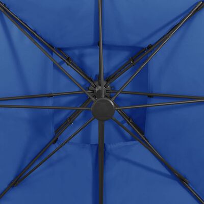 vidaXL Sombrilla voladiza con doble techo azul celeste 300x300 cm