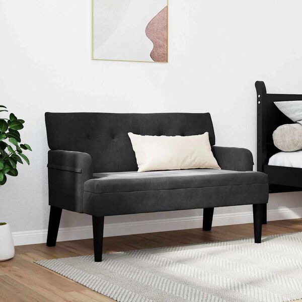 vidaXL Banco Chesterfield Negro 112 x 65.5 x 75 cm Terciopelo