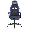 vidaXL Silla gaming giratoria y reposapi&eacute;s cuero sint&eacute;tico negro azul