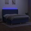 vidaXL Cama box spring colch&oacute;n y luces LED tela azul 180x200 cm