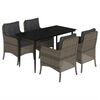 vidaXL Set comedor de jard&iacute;n 5 piezas con cojines rat&aacute;n sint&eacute;tico gris
