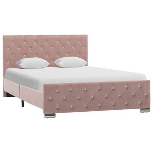 vidaXL Estructura de cama sin colch&oacute;n terciopelo rosa 120x200 cm