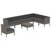 vidaXL Set de muebles de jard&iacute;n 9 pzas y cojines rat&aacute;n sint&eacute;tico gris