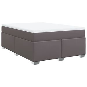vidaXL Cama box spring con colch&oacute;n cuero sint&eacute;tico gris 140x200 cm