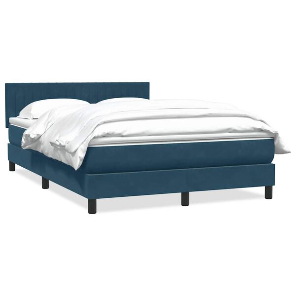 vidaXL Cama box spring con colch&oacute;n terciopelo azul oscuro 140x220 cm